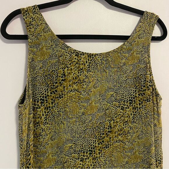 Vintage Robbie Bee 100% Silk Midi Dress Brown Animal Print Sleeveless Size 10 - Picture 2 of 9